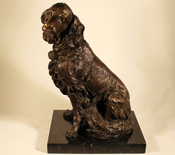 Bronze Statue, Bronze, Spaniel, with marble base
