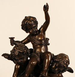 Bronze Statue, Bronze, Three Cherubs, with marble base Medium image. Click to enlarge