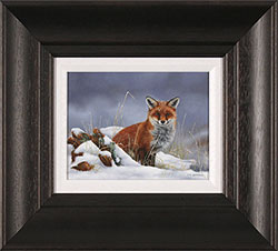 Carl Whitfield, Original oil painting on panel, Fox in the Snow  Medium image. Click to enlarge