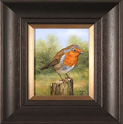 Carl Whitfield, Original oil painting on panel, Robin
