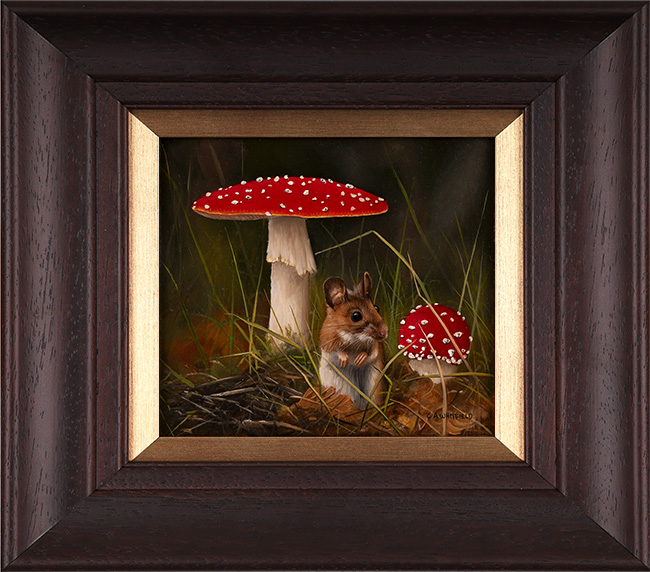 Carl Whitfield, Original oil painting on panel, Mouse and Toadstool