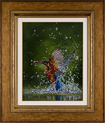 Carl Whitfield, Original oil painting on panel, The Kingfisher's Catch
