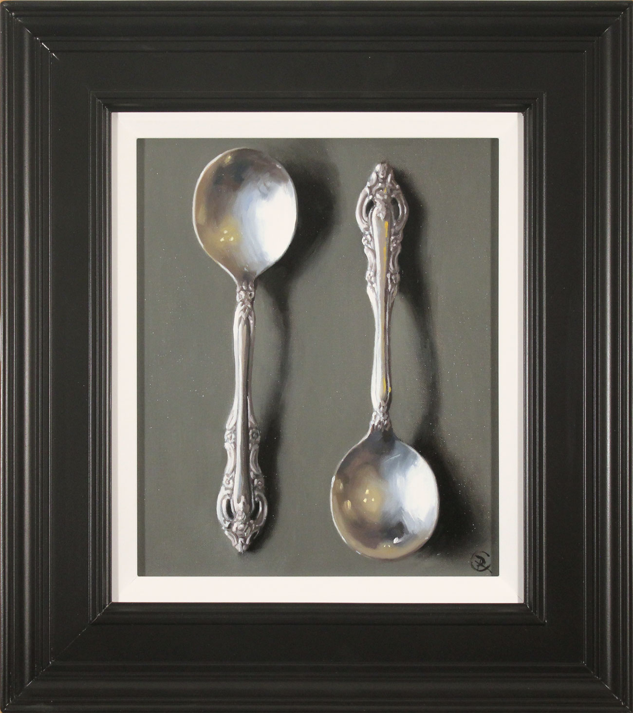 Caroline Richardson, Original oil painting on panel, Silver Spoons