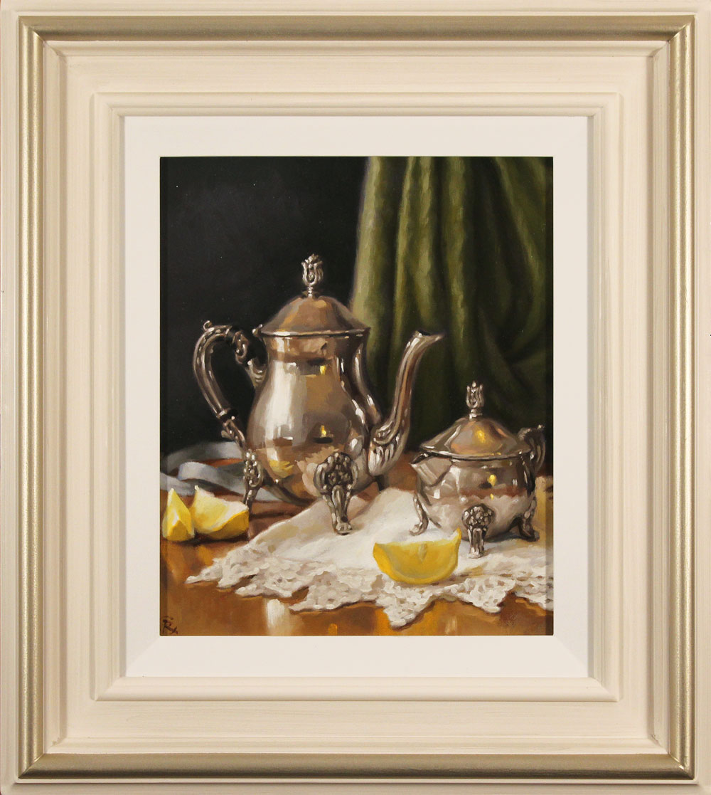 Caroline Richardson, Original oil painting on panel, Pot of Earl Grey