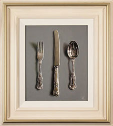 Caroline Richardson, Original oil painting on panel, Silver Cutlery Medium image. Click to enlarge