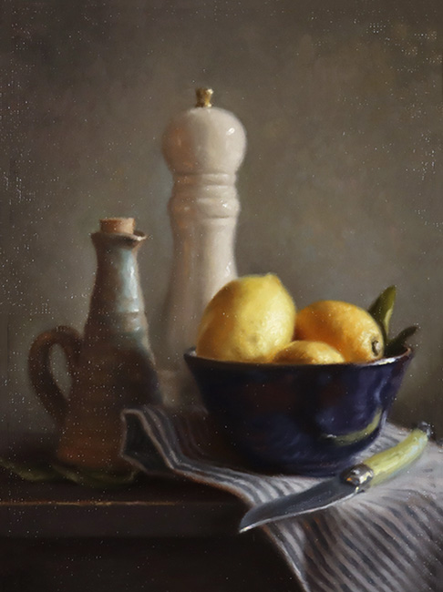 Caroline Richardson, Original oil painting on canvas, Lemon and Sage