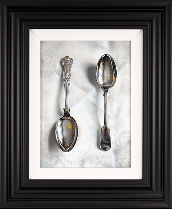 Caroline Richardson, Original oil painting on canvas, Silver Spoons