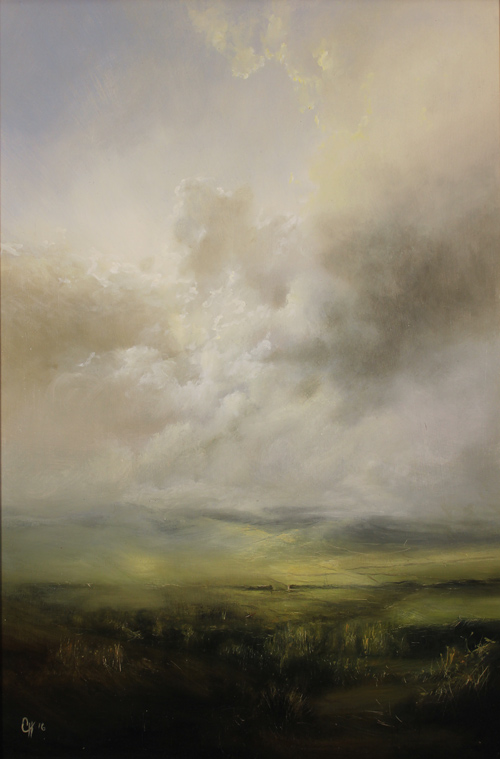 Clare Haley, Original oil painting on panel, Come Rain or Shine