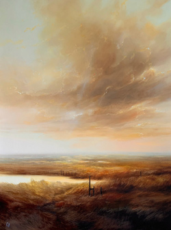 Clare Haley, Original oil painting on panel, Shepherd's Warning Medium image. Click to enlarge