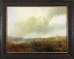 Clare Haley, Original oil painting on panel, Break from the Rain Medium image. Click to enlarge