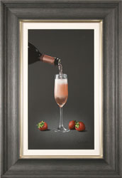 Colin Wilson, Original acrylic painting on board, Sparkling Rosé and Strawberries