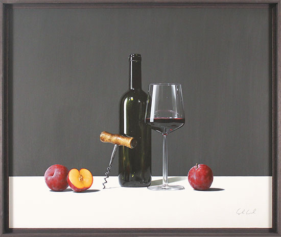 Colin Wilson, Original acrylic painting on board, Plums and Red