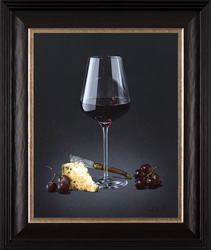 Colin Wilson, Original acrylic painting on board, Red Wine and Stilton