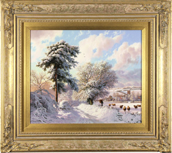 Daniel Van Der Putten, Original oil painting on panel, Weedon Lane in Winter, Northamptonshire Medium image. Click to enlarge