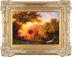 Daniel Van Der Putten, Original oil painting on panel, Autumn Sunset on Langdale Pikes Medium image. Click to enlarge