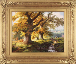 Daniel Van Der Putten, Original oil painting on panel, Light through the Oaks Medium image. Click to enlarge