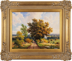 Daniel Van Der Putten, Original oil painting on panel, End of Summer, Lane to Denham Medium image. Click to enlarge