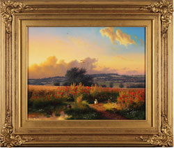 Daniel Van Der Putten, Original oil painting on panel, Sun Setting on the Poppy Field Medium image. Click to enlarge