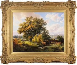 Daniel Van Der Putten, Original oil painting on panel, River near Greens Norton, Towcester Medium image. Click to enlarge