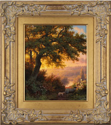 Daniel Van Der Putten, Original oil painting on panel, Sunset on Jack Hill, Otley, Yorkshire Medium image. Click to enlarge