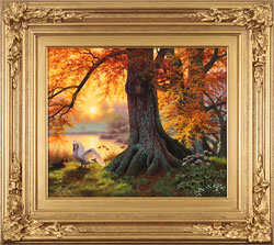 Daniel Van Der Putten, Original oil painting on panel, Autumn Evening Light, Silsden, Keighley, Yorkshire Medium image. Click to enlarge
