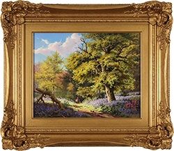 Daniel Van Der Putten, Original oil painting on panel, Bluebells in May, Beverley Woods, Yorkshire  Medium image. Click to enlarge