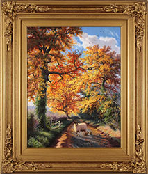 Daniel Van Der Putten, Original oil painting on panel, Sheep on the Road to Levisham, Yorkshire  Medium image. Click to enlarge