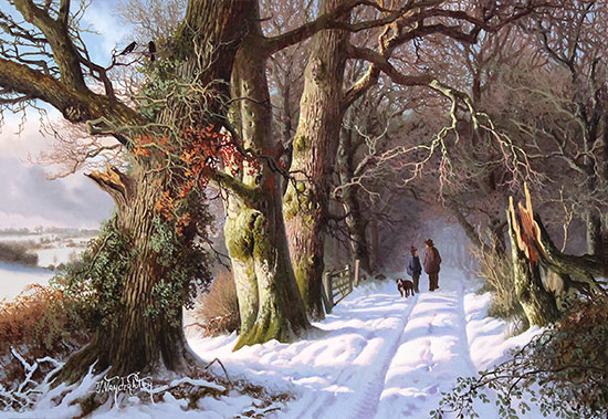Daniel Van Der Putten, Original oil painting on panel, Winter, Otley, Yorkshire  No frame image. Click to enlarge