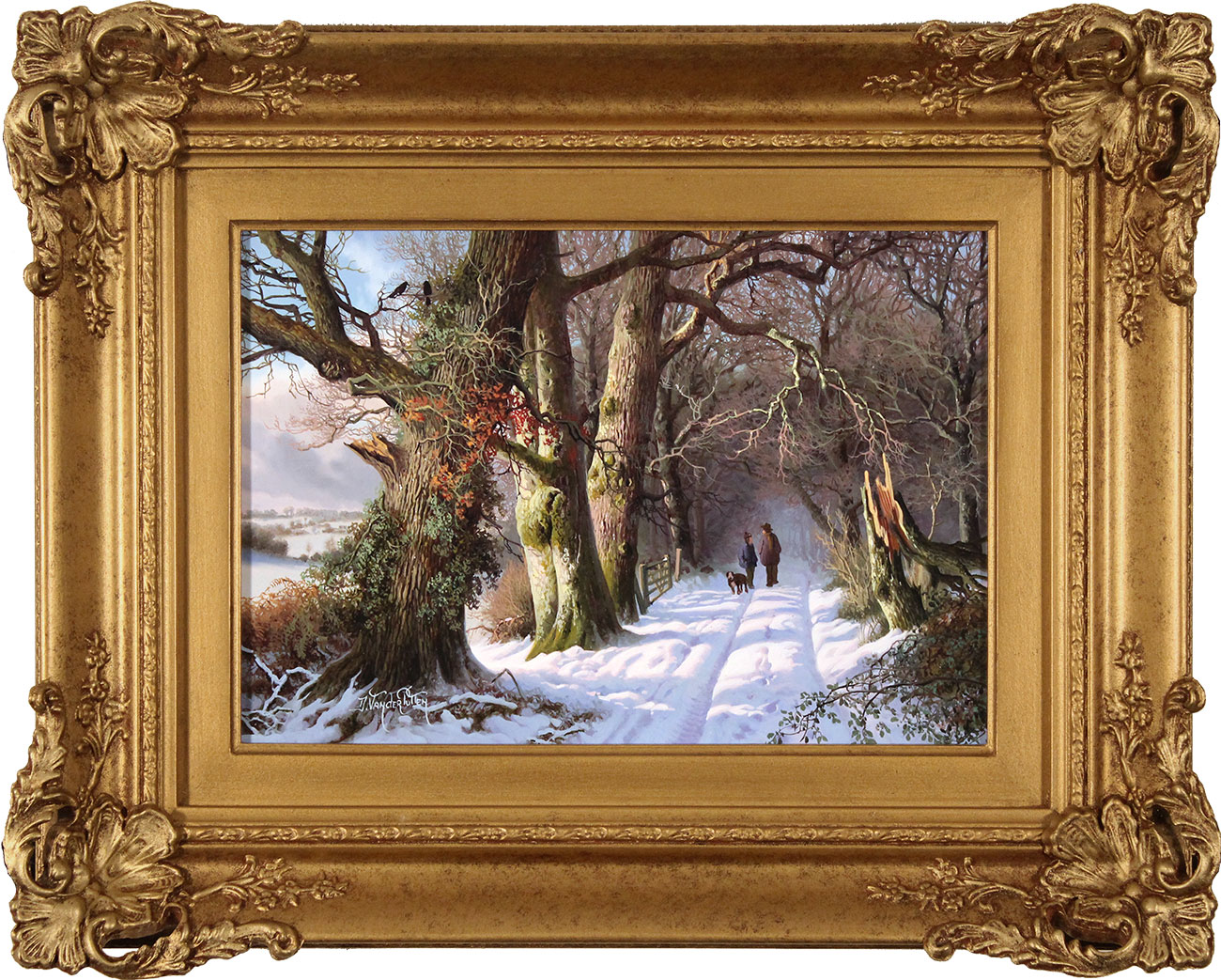 Daniel Van Der Putten, Original oil painting on panel, Winter, Otley, Yorkshire  Click to enlarge