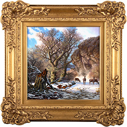 Daniel Van Der Putten, Original oil painting on panel, Deer at Kilnsey Medium image. Click to enlarge