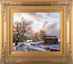 Daniel Van Der Putten, Original oil painting on panel, Winter on B6160, Kettlewell