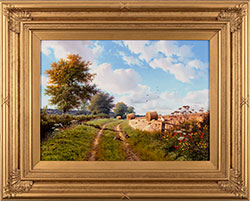 Daniel Van Der Putten, Original oil painting on panel, Haymaking near Gilberdyke, Yorkshire Medium image. Click to enlarge