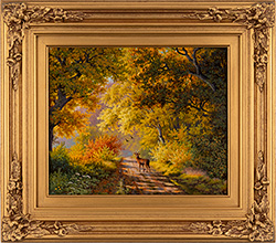 Daniel Van Der Putten, Original oil painting on panel, Roe Deer on the Road to Preston Capes Medium image. Click to enlarge