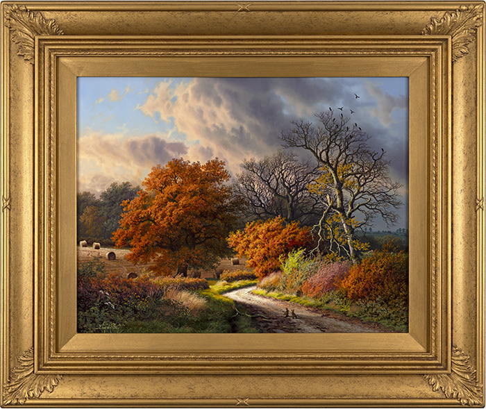 Daniel Van Der Putten, Original oil painting on panel, End of Autumn on the Road to Badby