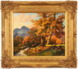 Daniel Van Der Putten, Original oil painting on panel, Red Deer Resting in Langdale, Cumbria Medium image. Click to enlarge