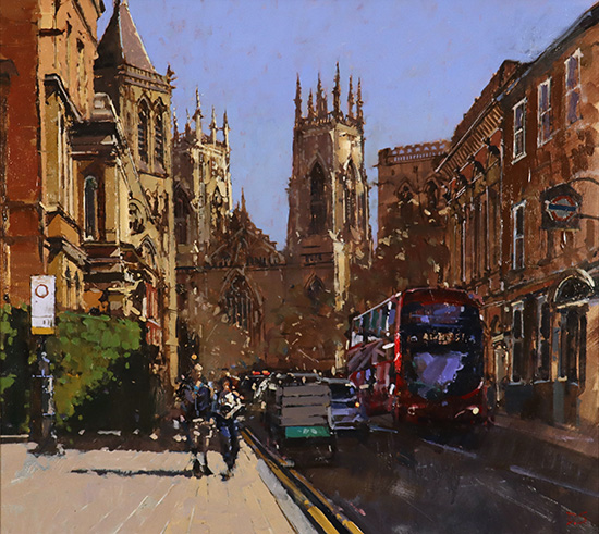 David Sawyer, RBA, Original oil painting on panel, Spring Morning, York Minster and Oratory