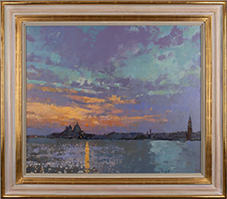 David Sawyer, RBA, Original oil painting on panel, Evening Light, City of Water, Venice Medium image. Click to enlarge