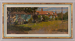 David Sawyer, RBA, Original oil painting on panel, The Blue Cottage, Walsingham, Norfolk