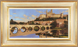 David Sawyer, RBA, Original oil painting on panel, The Old Bridge and Cathedral, Beziers