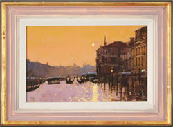 David Sawyer, RBA, Original oil painting on panel, Sunset Reflections, Grand Canal, Venice Medium image. Click to enlarge