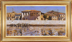 David Sawyer, RBA, Original oil painting on canvas, Peloponnese Waterfront Medium image. Click to enlarge