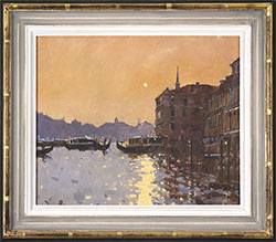 David Sawyer, RBA, Original oil painting on panel, Sunset Reflections, Grand Canal, Venice Medium image. Click to enlarge