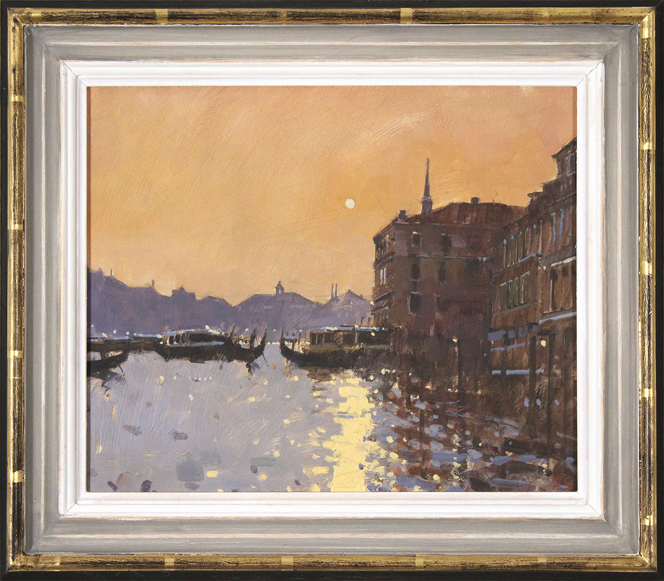 David Sawyer, RBA, Original oil painting on panel, Sunset Reflections, Grand Canal, Venice Click to enlarge