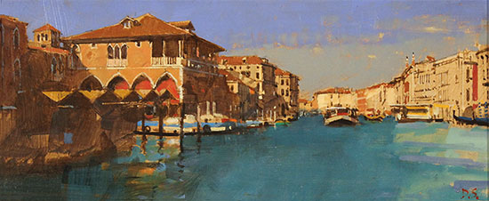 David Sawyer, RBA, Original oil painting on panel, The Fish Market, Venice No frame image. Click to enlarge