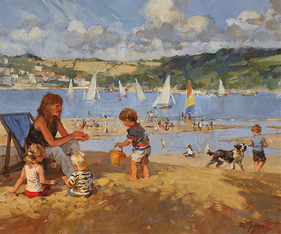 Dianne Flynn, Original oil painting on canvas, Salcombe Distractions 