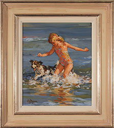 Dianne Flynn, Original acrylic painting on board, Frolics  Medium image. Click to enlarge
