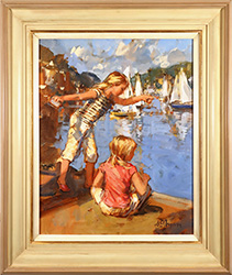 Dianne Flynn, Original acrylic painting on canvas, Crabbing at Salcombe Medium image. Click to enlarge