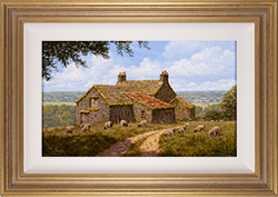 Edward Hersey, Original oil painting on panel, Summer Pasture, Yorkshire Dales  Medium image. Click to enlarge