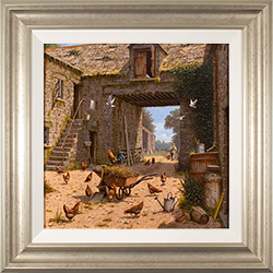 Edward Hersey, Original oil painting on panel, The Farmyard and Beyond Medium image. Click to enlarge