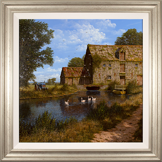 Edward Hersey, Original oil painting on panel, Riverside Farm, Yorkshire Dales